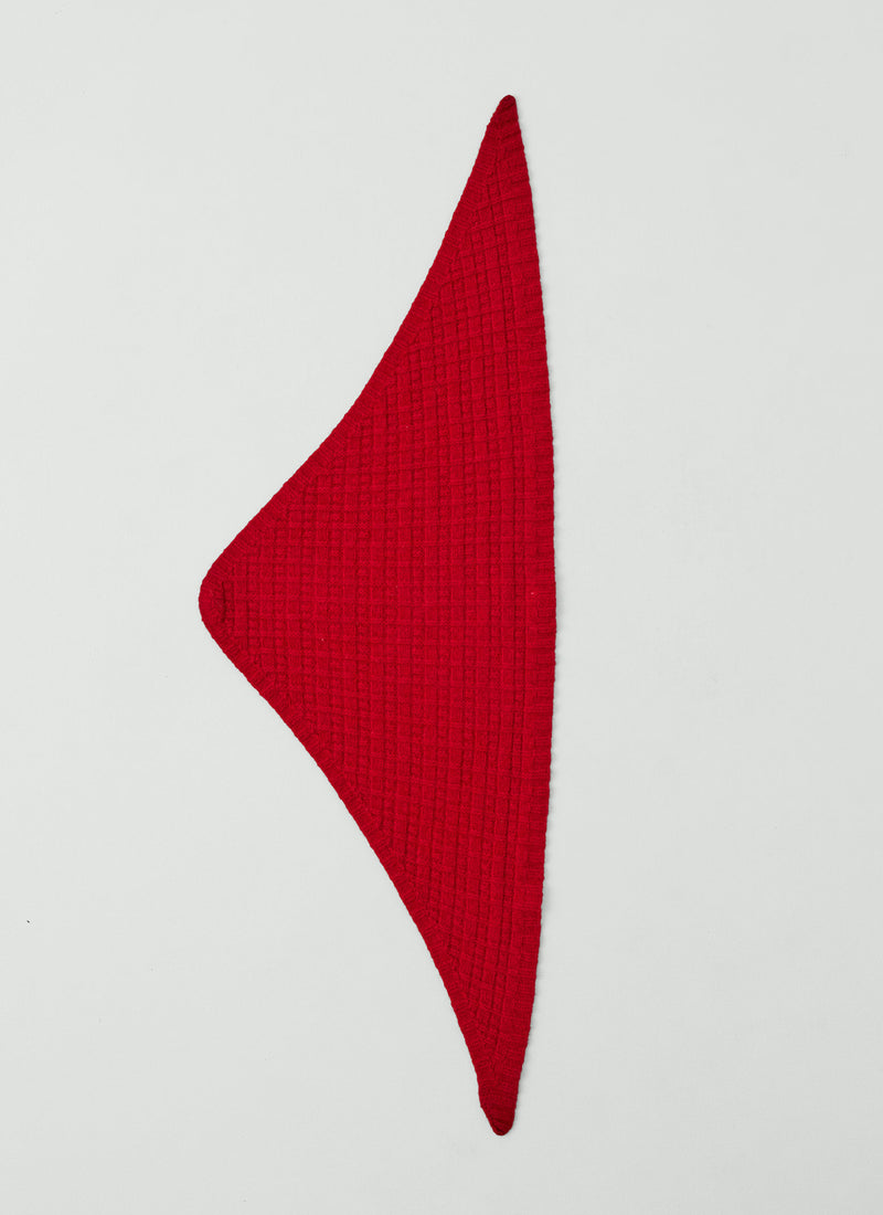 Grid Stitch Knitted Wool Bandana | Cardinal Red