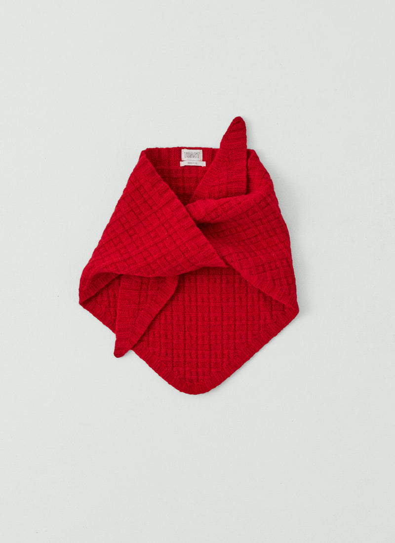 Grid Stitch Knitted Wool Bandana | Cardinal Red