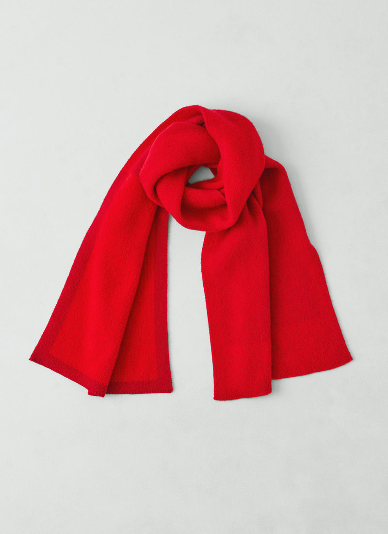 Colour Block Brushed Wool Scarf | Red Multi