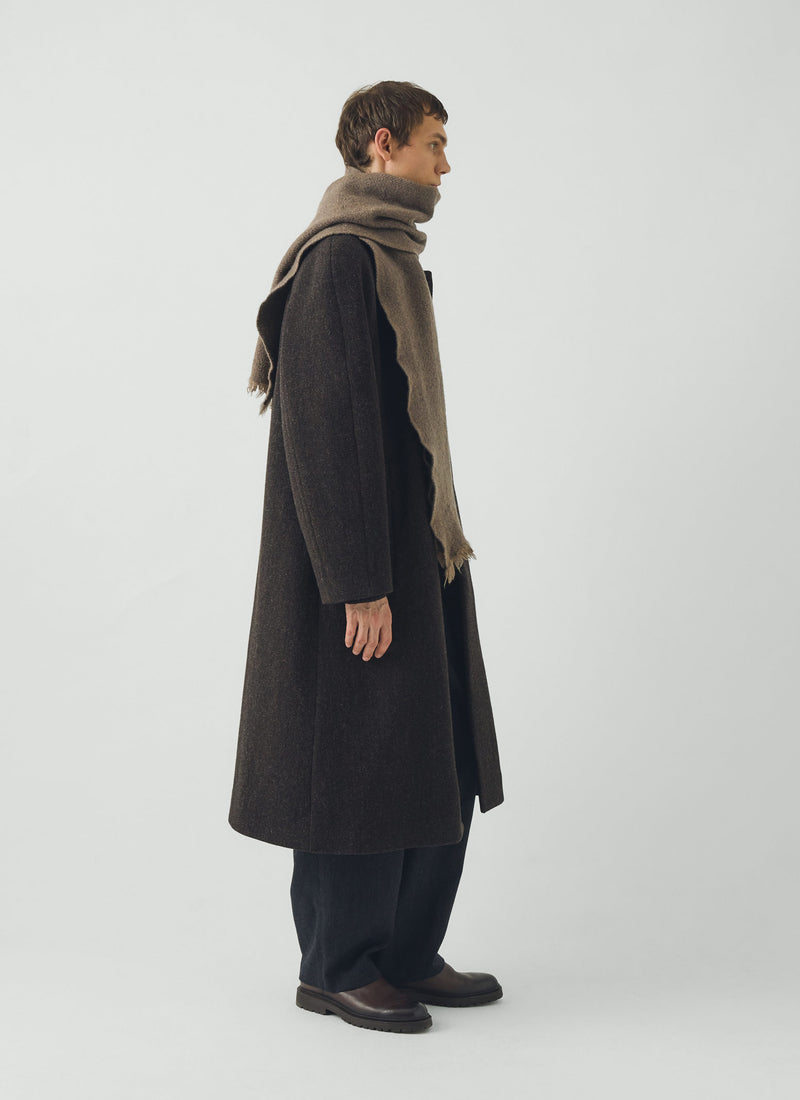 Chevron Wool Cashmere Scarf | Warm Grey