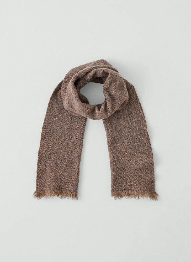 Chevron Wool Cashmere Scarf | Warm Grey