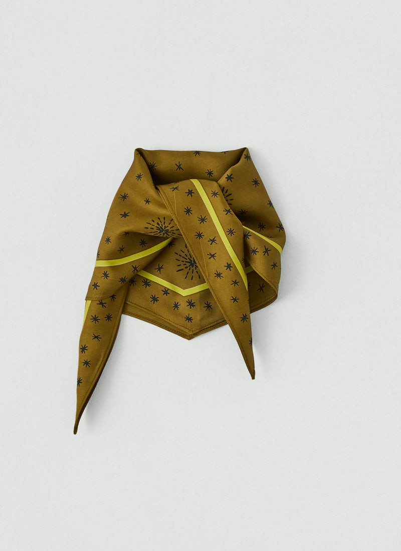 Fireworks Silk Scarf | Golden Olive