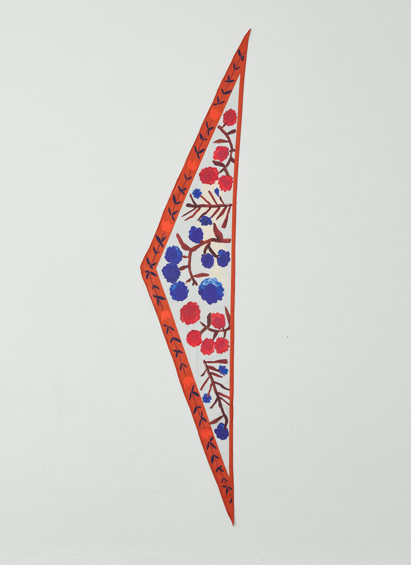 Flower Crown Print Triangle Bandana | Cobalt