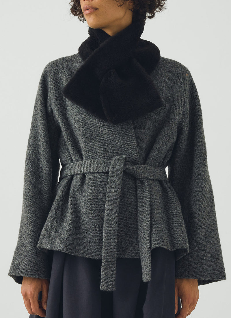 Owen Barry Sheepskin Scarf | Dark Brown