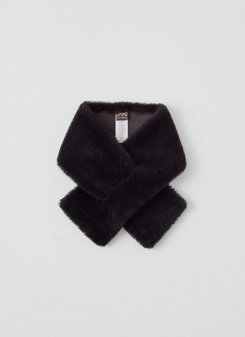 Owen Barry Sheepskin Scarf | Dark Brown