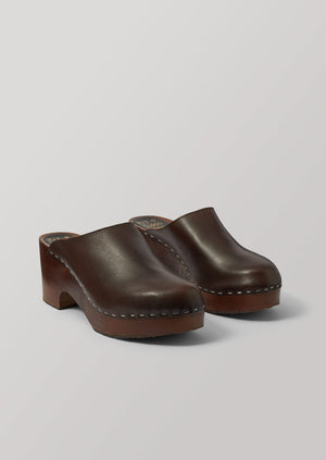 Kit and Clogs Studio Leather Mules, Dark Brown