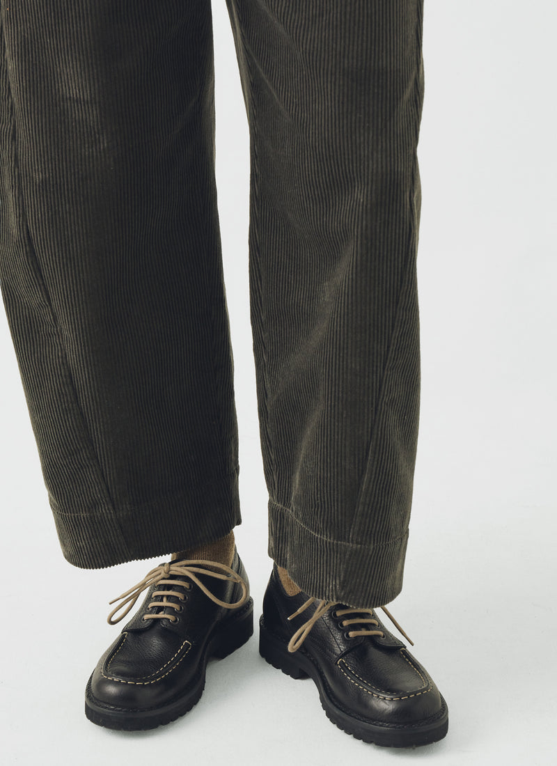 Fracap Contrast Stitch Leather Postman Shoes | Black/Ecru