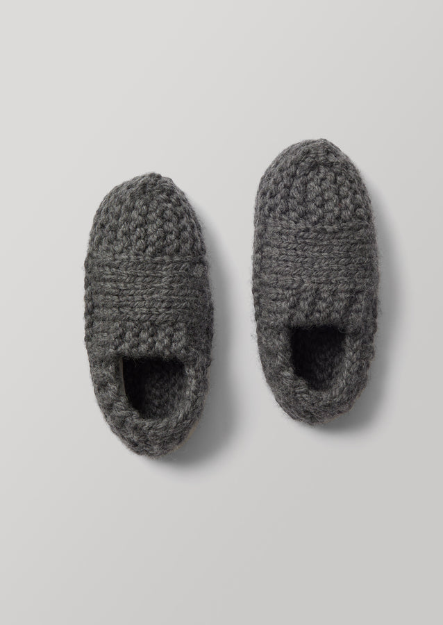 Hand Knitted Slipper Socks | Grey