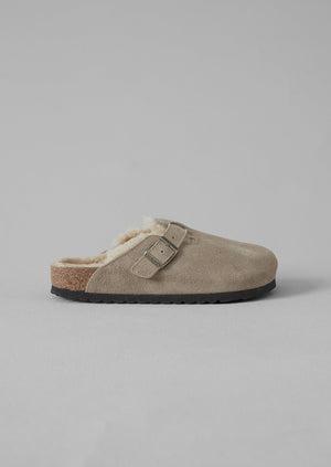 Birkenstock Boston Suede Shearling Clogs | Taupe