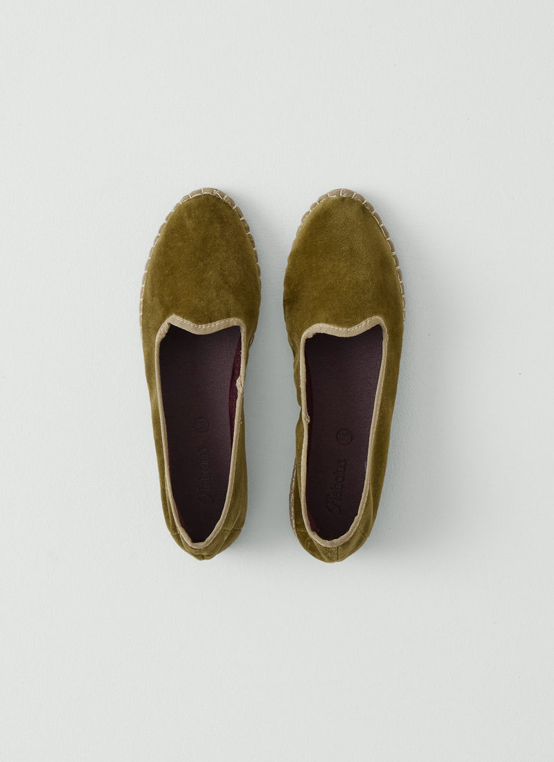 Flabelus Velvet Slippers | Olive
