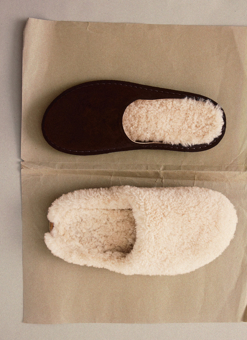 Vibae Roma Shearling Slippers | Natural