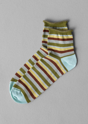 Stripe Cotton Cashmere Socks | Green Multi