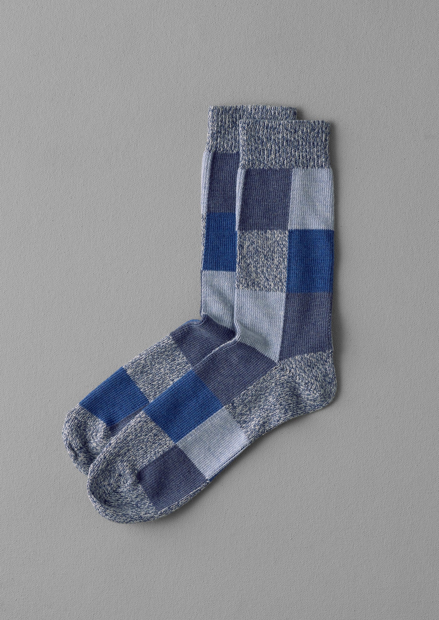 Rove Cotton Patchwork Socks | Blue Multi