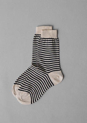 Maria La Rosa Stripe Cotton Socks | Black/Ecru