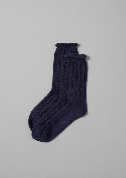 Guernsey Stitch Cotton Socks