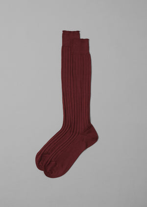 Maria La Rosa Organic Cotton Long Ribbed Socks | Bordeaux