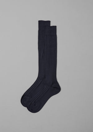 Maria La Rosa Organic Cotton Long Ribbed Socks | Navy