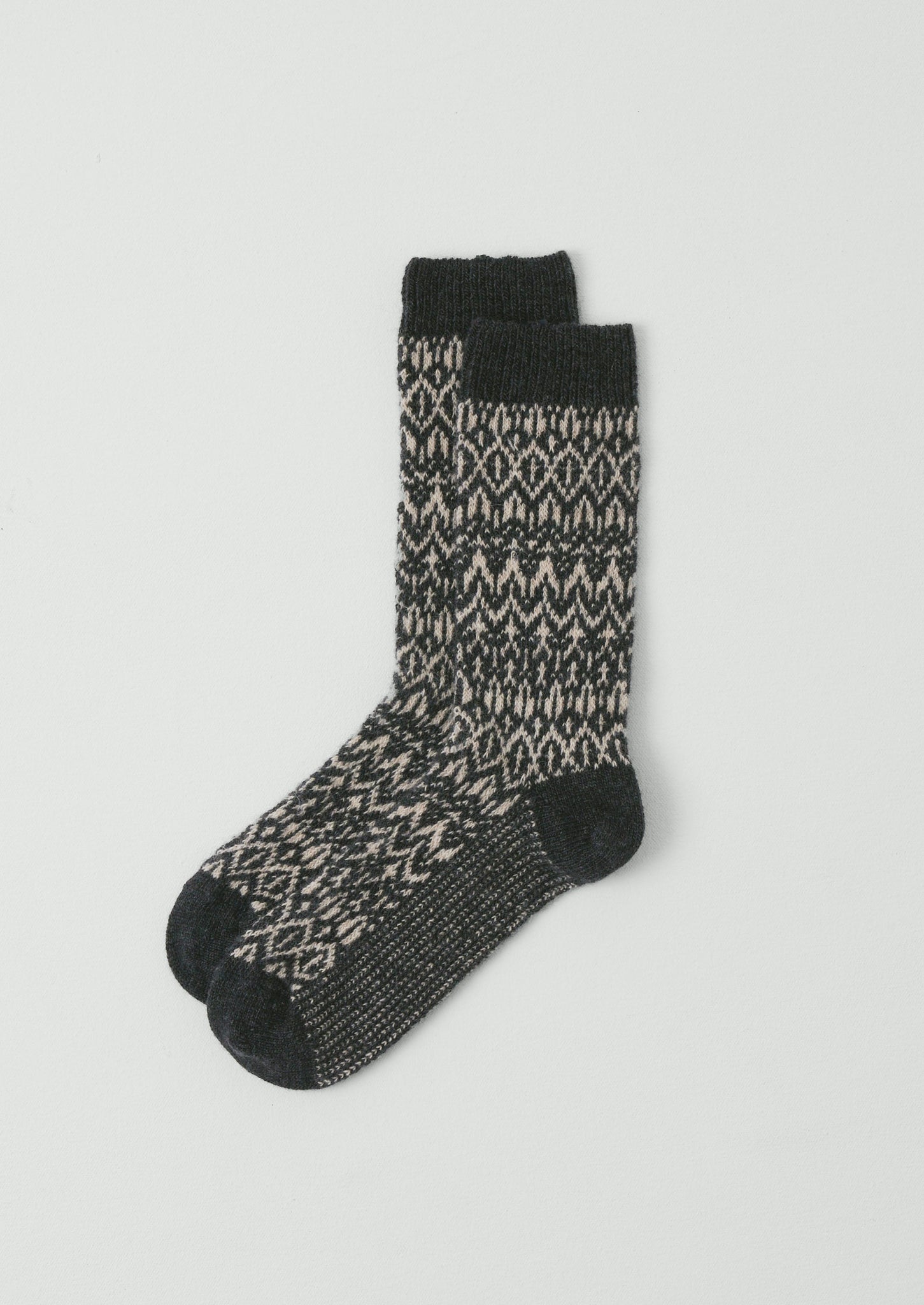 Diamond Jacquard Socks | Anthracite/Parchment