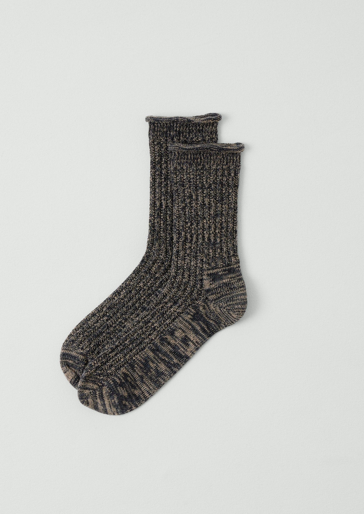 Cotton Marl Rib Socks | Charcoal