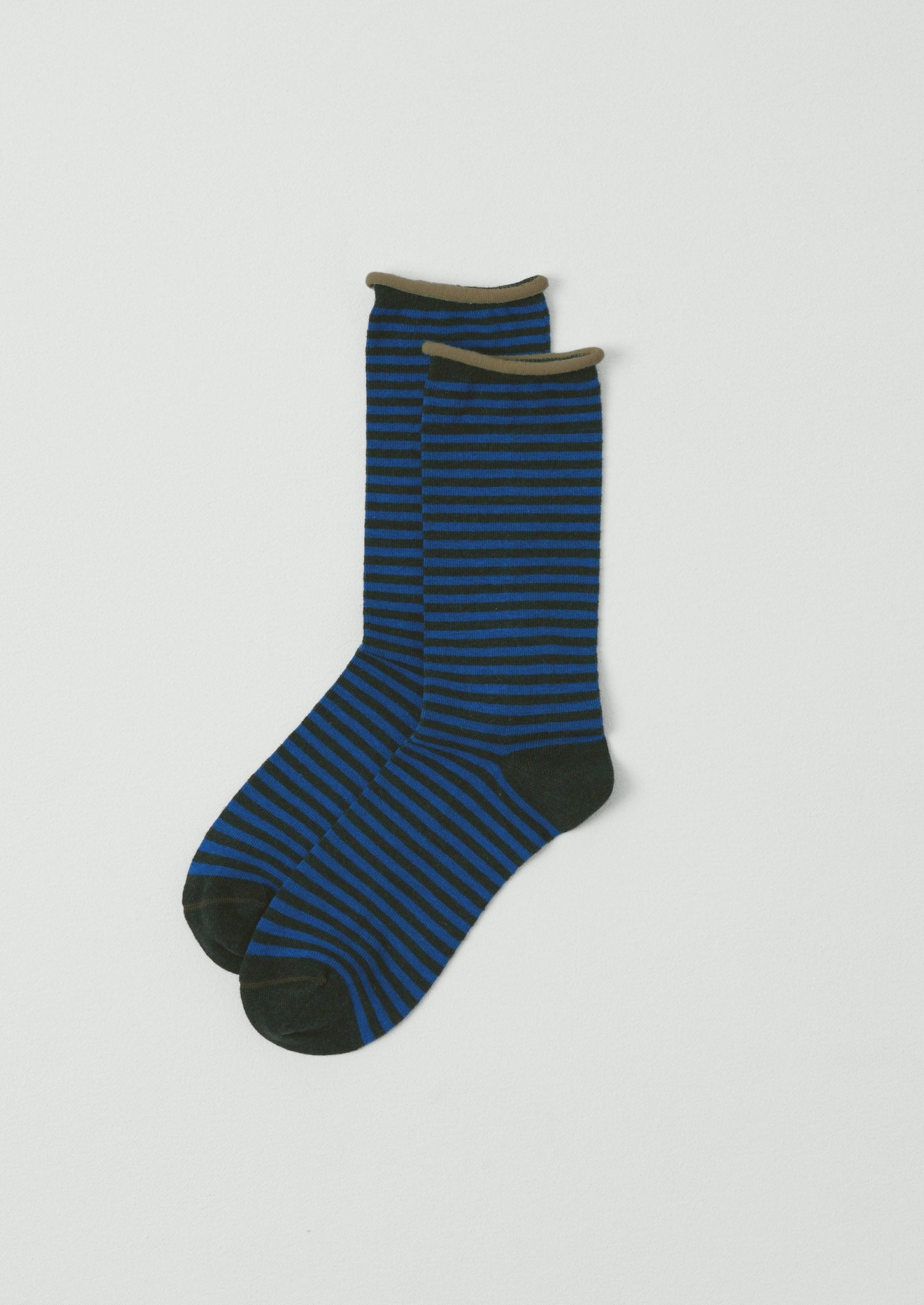Stripe Cotton Cashmere Socks | Cobalt/Forest