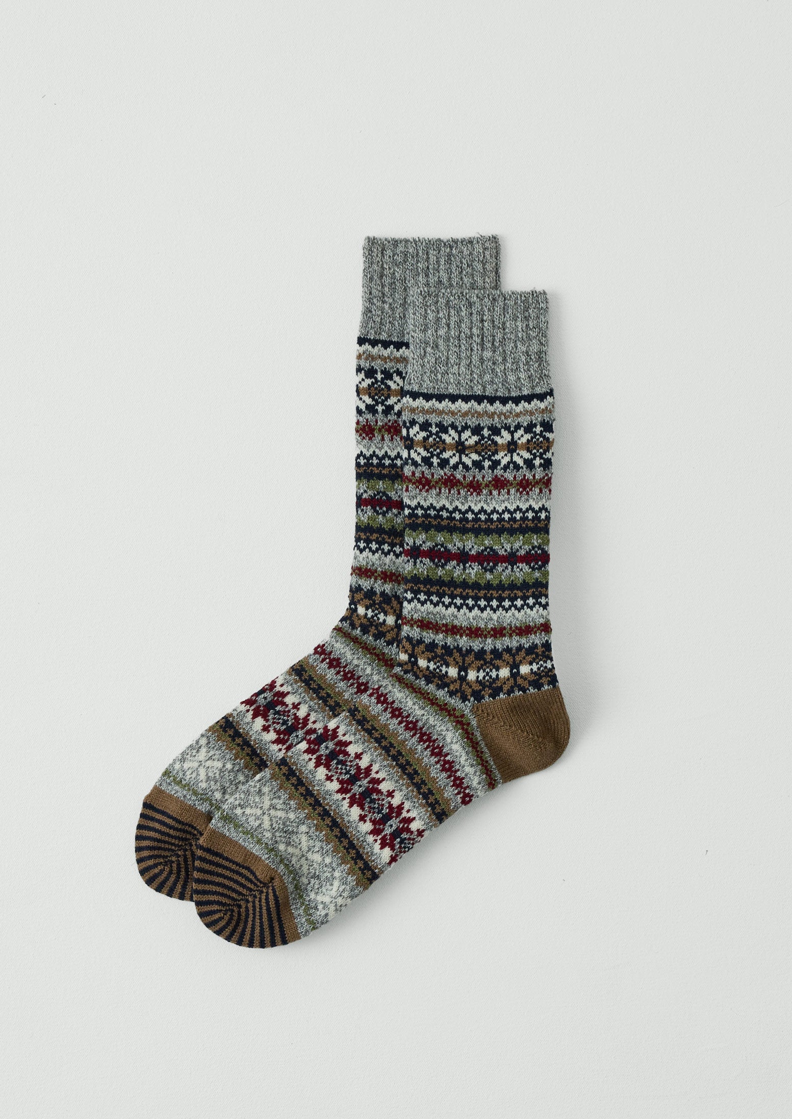 Chup Pattern Wool Blend Socks | Grey Multi