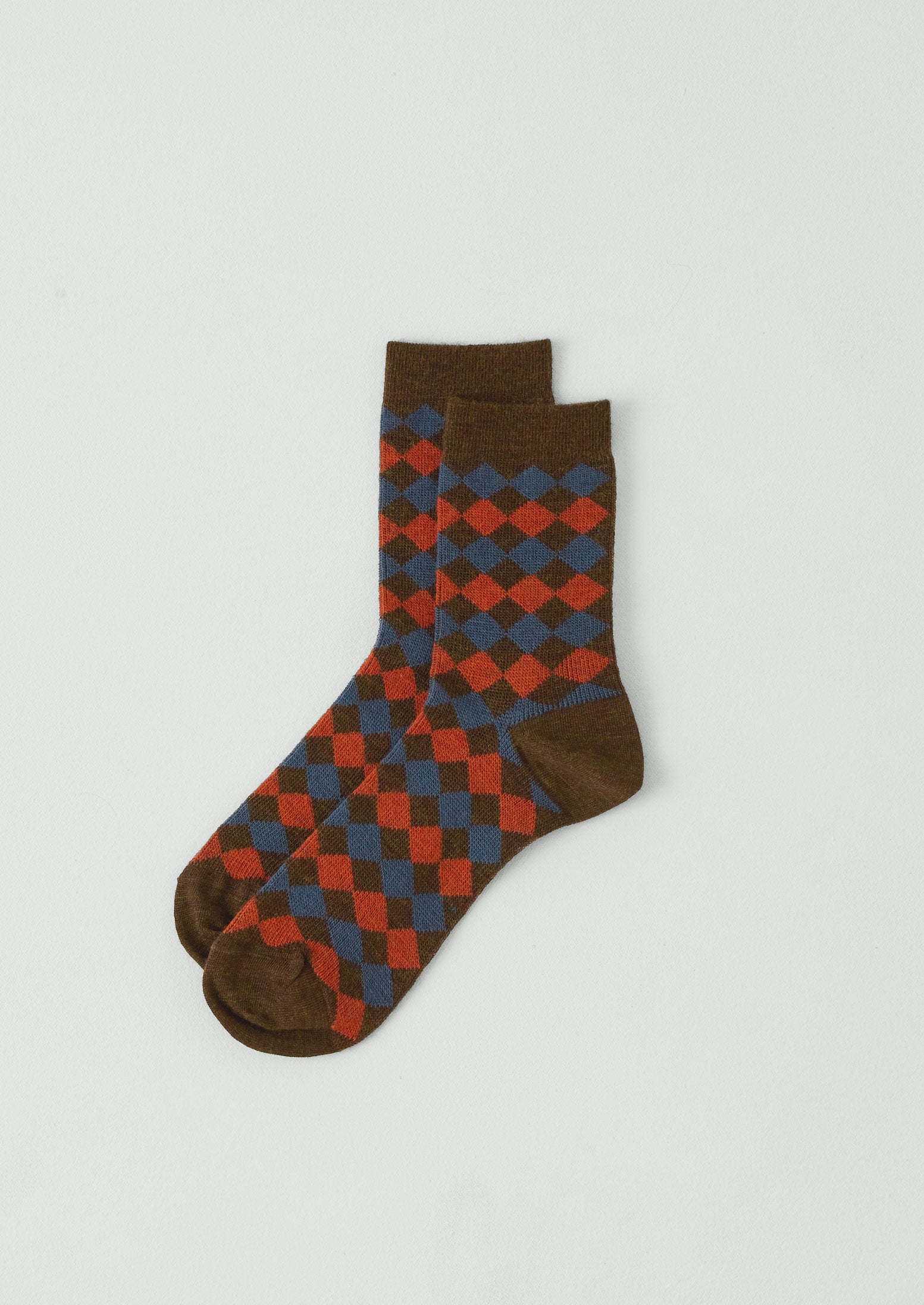 Diamond Wool Socks | Red Multi