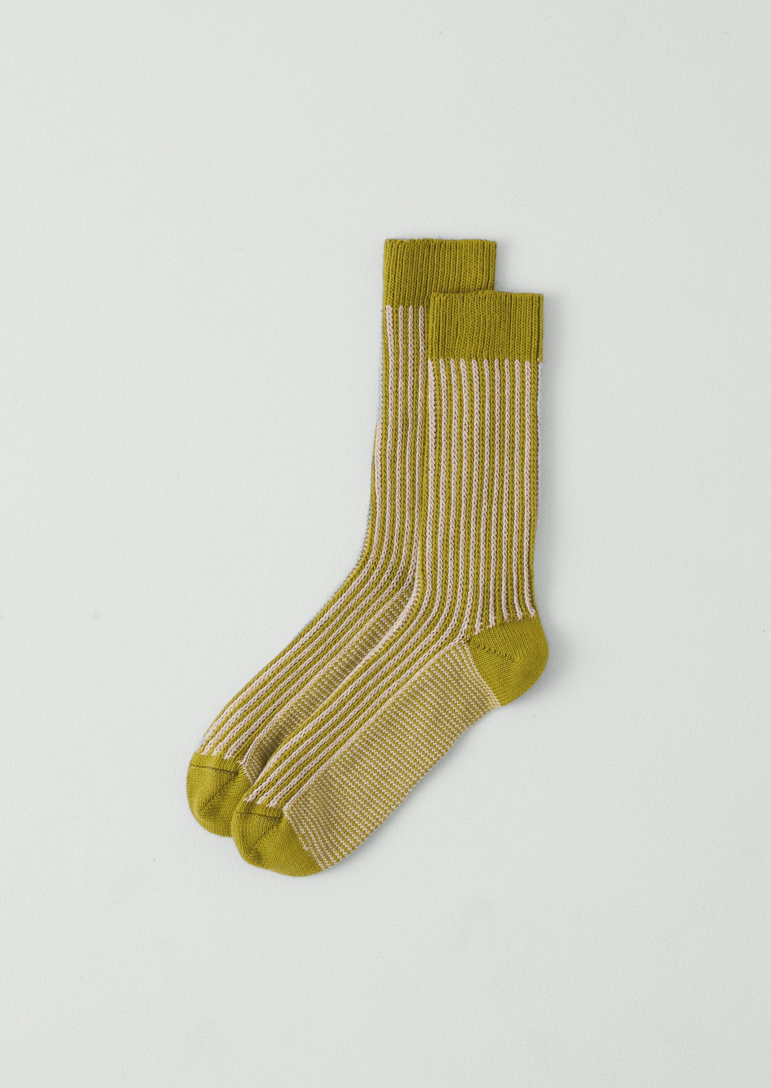 Vertical Stripe Cotton Socks | Pistachio/Almond