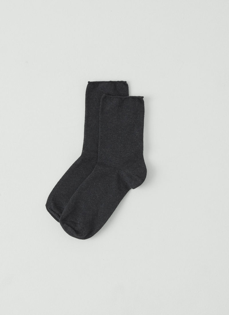 Fine Cotton Cashmere Socks | Charcoal Melange
