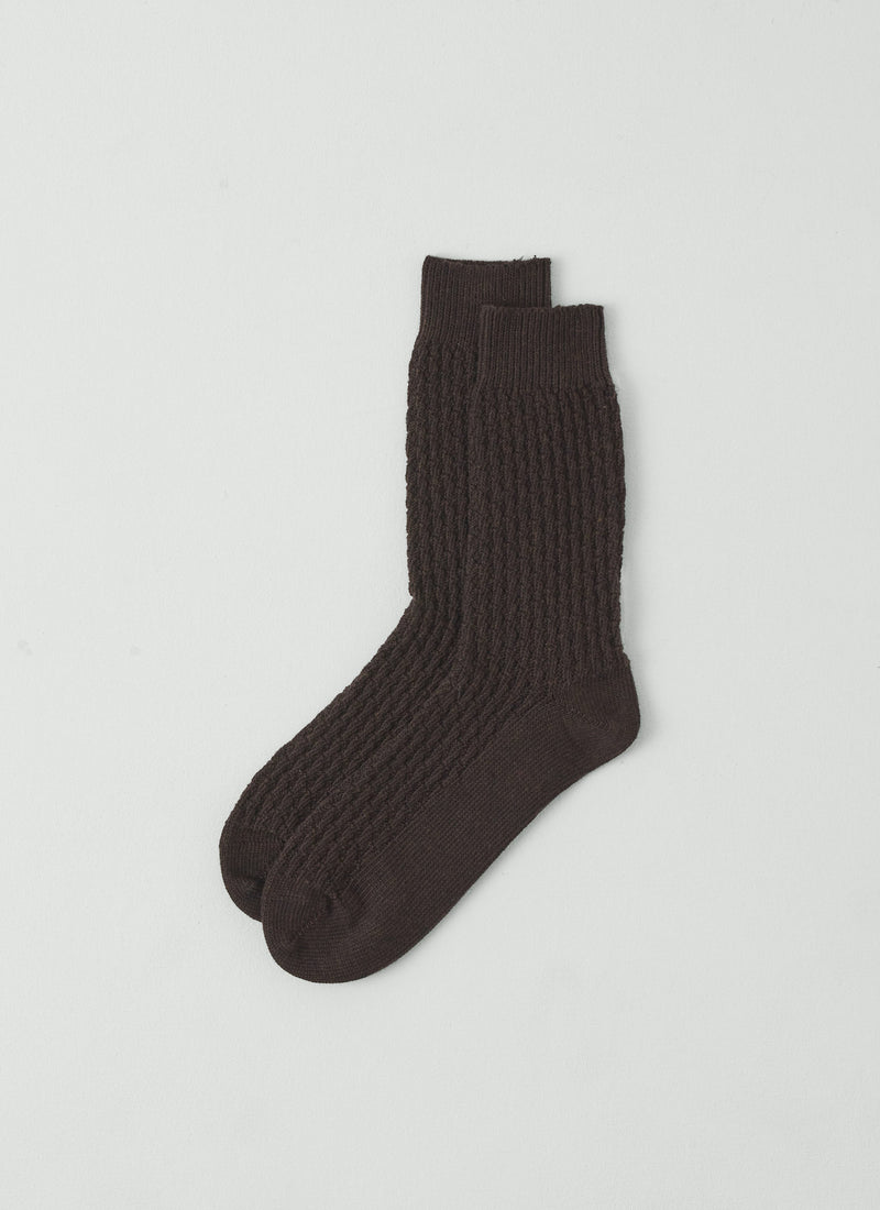 Textured Cotton Socks | Peat Melange