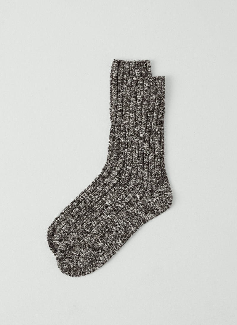 Cotton Slub Rib Socks | Granite Marl