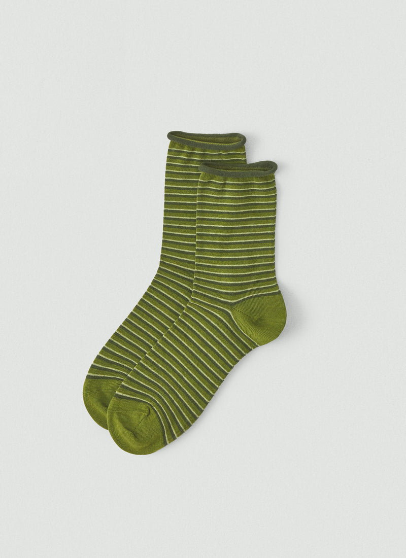 Stripe Cotton Cashmere Socks | Green Multi