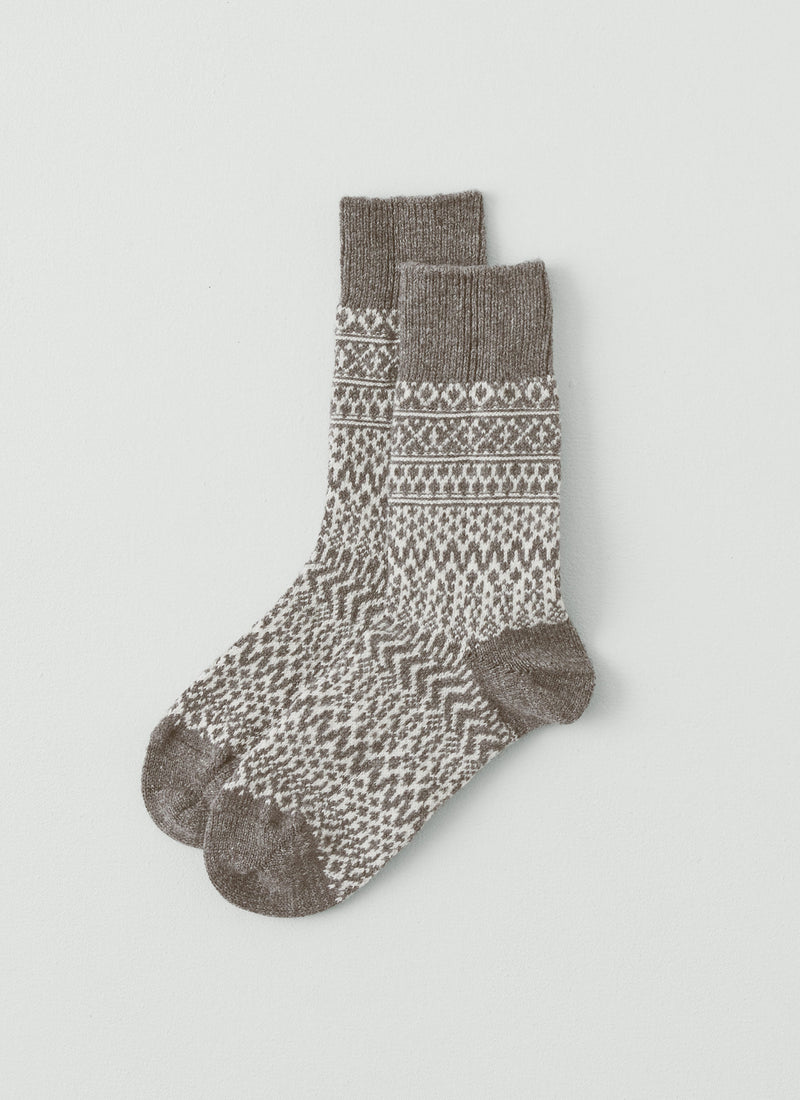 Nishiguchi Kutsushita Wool Jacquard Socks | Grey