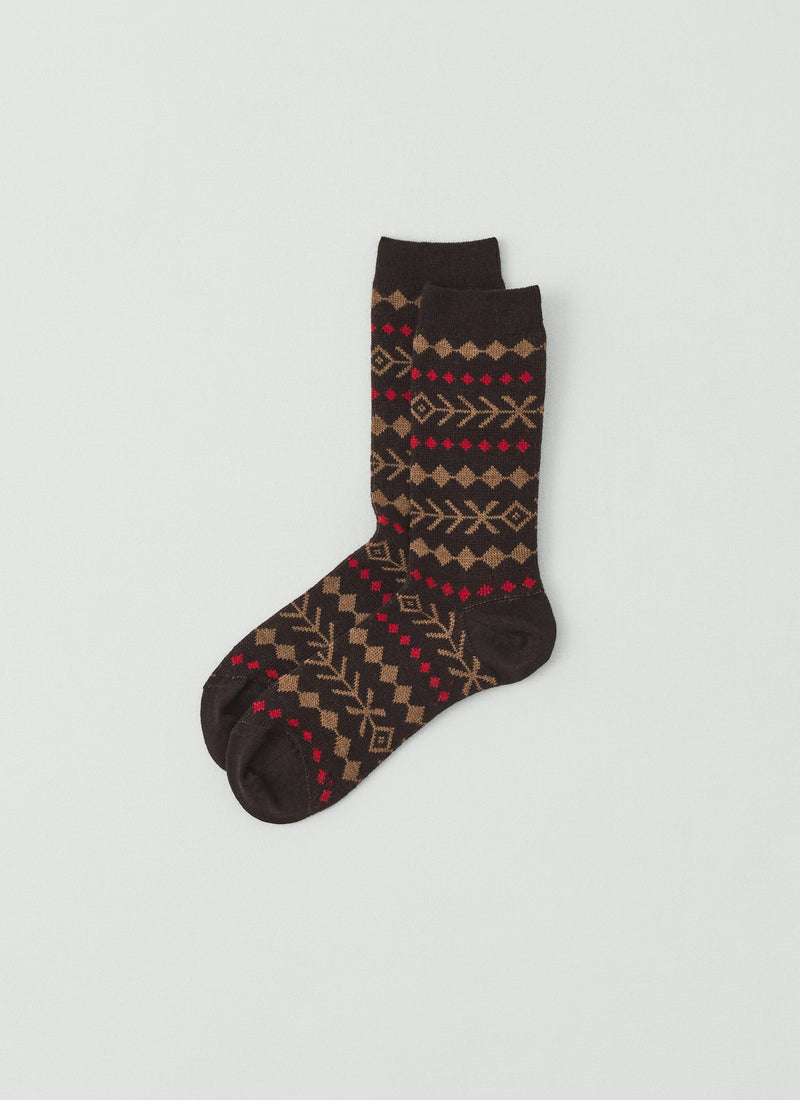 Sprig Jacquard Socks | Coffee