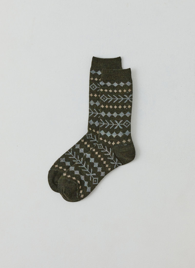 Sprig Jacquard Socks | Forest