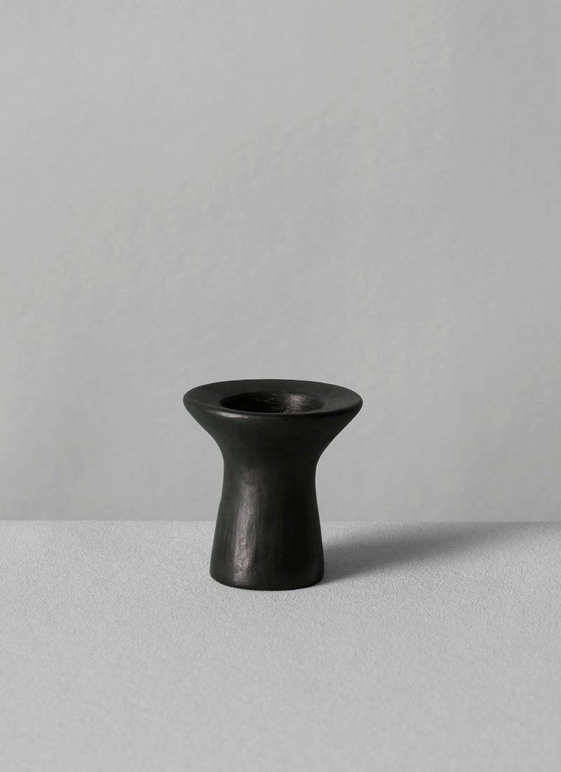Longpi Stubby Candle Holder | Black Clay