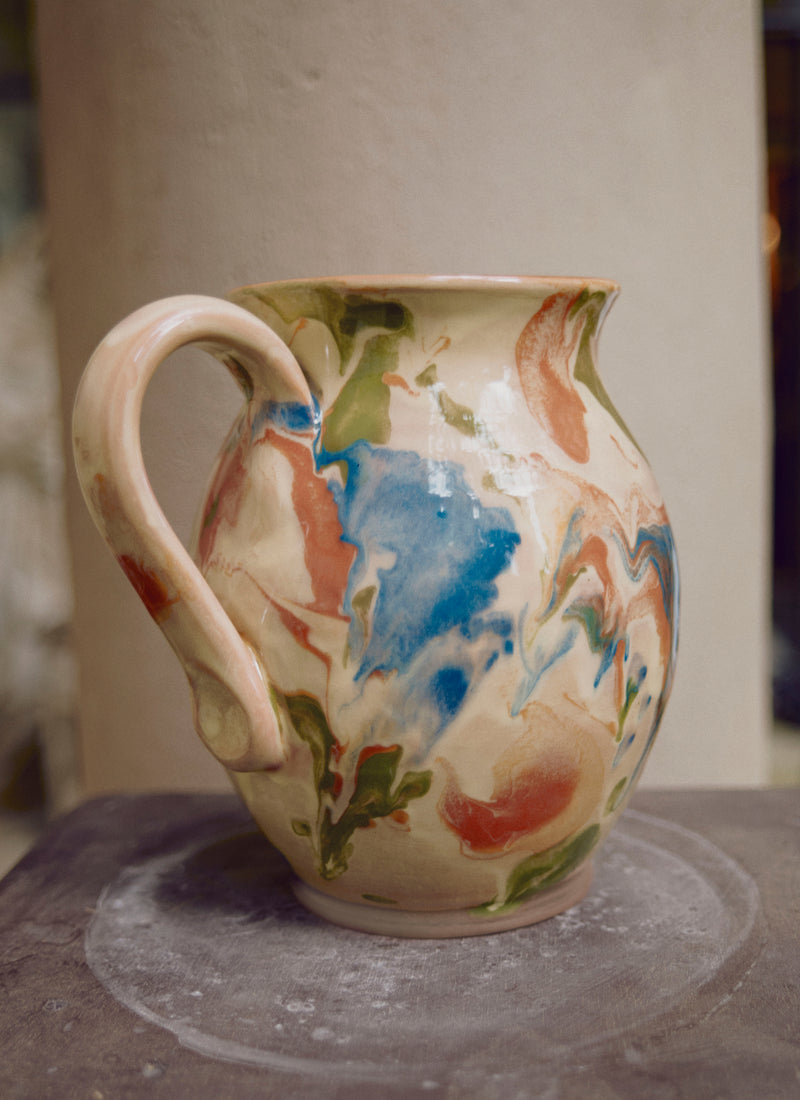 Poterie Barbotine Marbled Pitcher | Sand/Moss