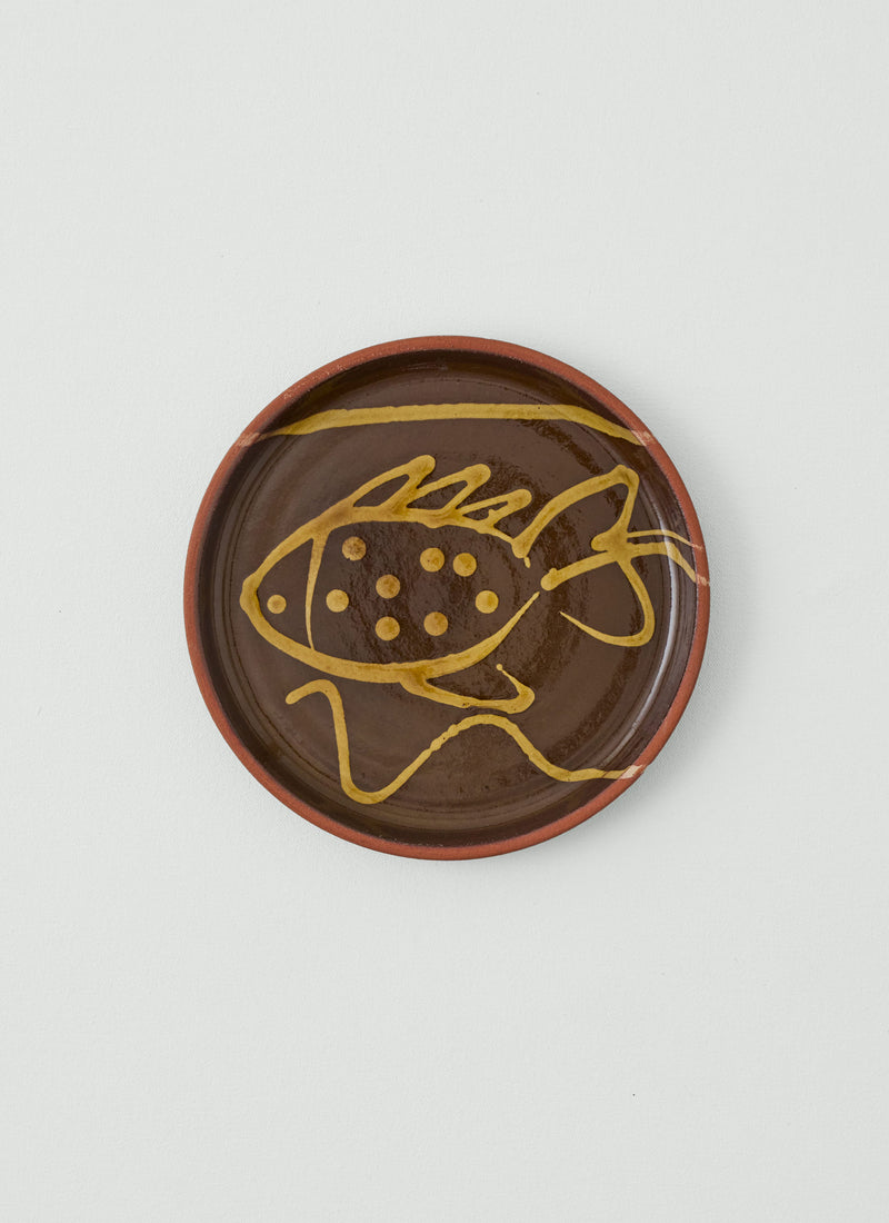 Ben Hall Slip Trailed Fish Plate | Terracotta/Ochre