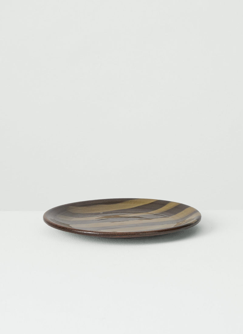 Lily Pearmain Stripe Plate | Peat/Terracotta