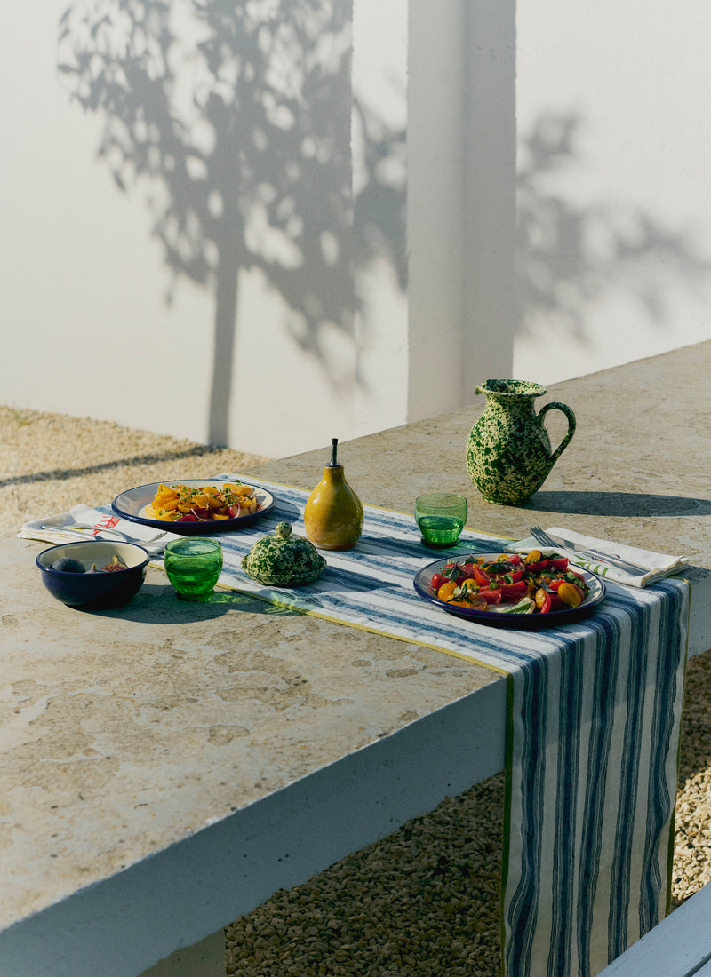 Cortona Splatter Butter Dish | Cream/Leaf