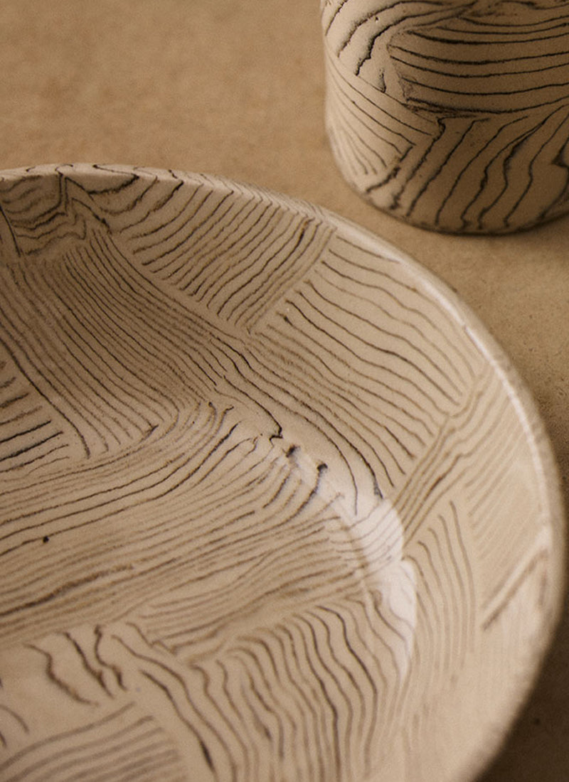 Fern Taylor Striped Nerikomi Bowl | Off White/Black