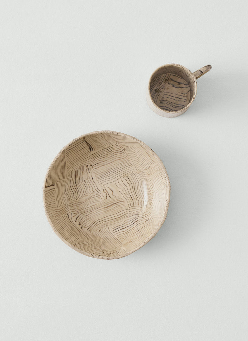 Fern Taylor Striped Nerikomi Bowl | Off White/Black