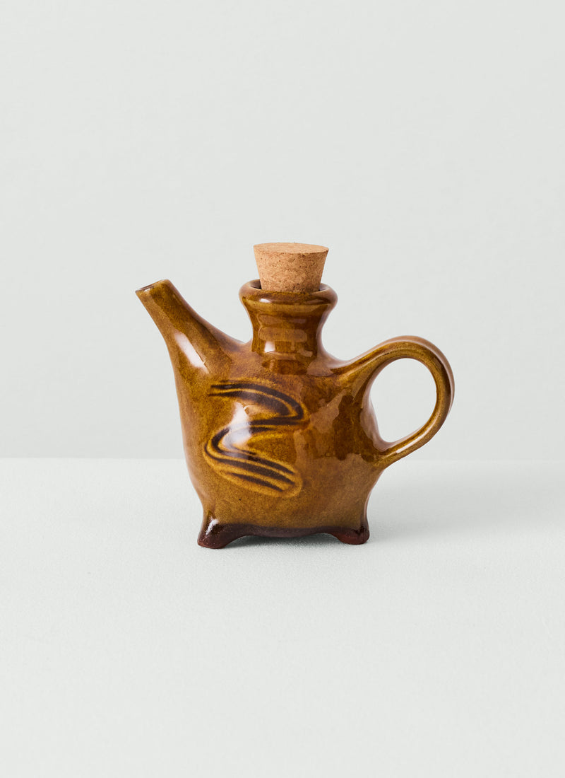 Mollie Milton Slipware Oil Pourer | Honey/Terracotta