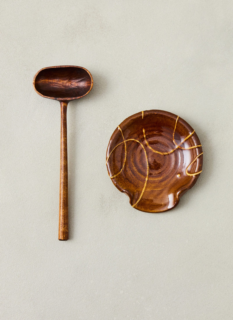 Mollie Milton Slipware Spoon Rest | Honey/Terracotta