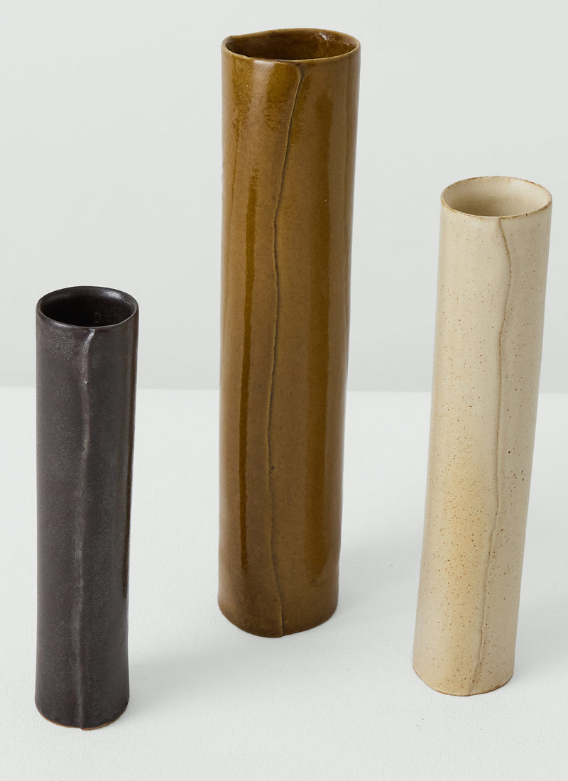 Tom Lawson Small Cylindrical Vase | Dark Chocolate