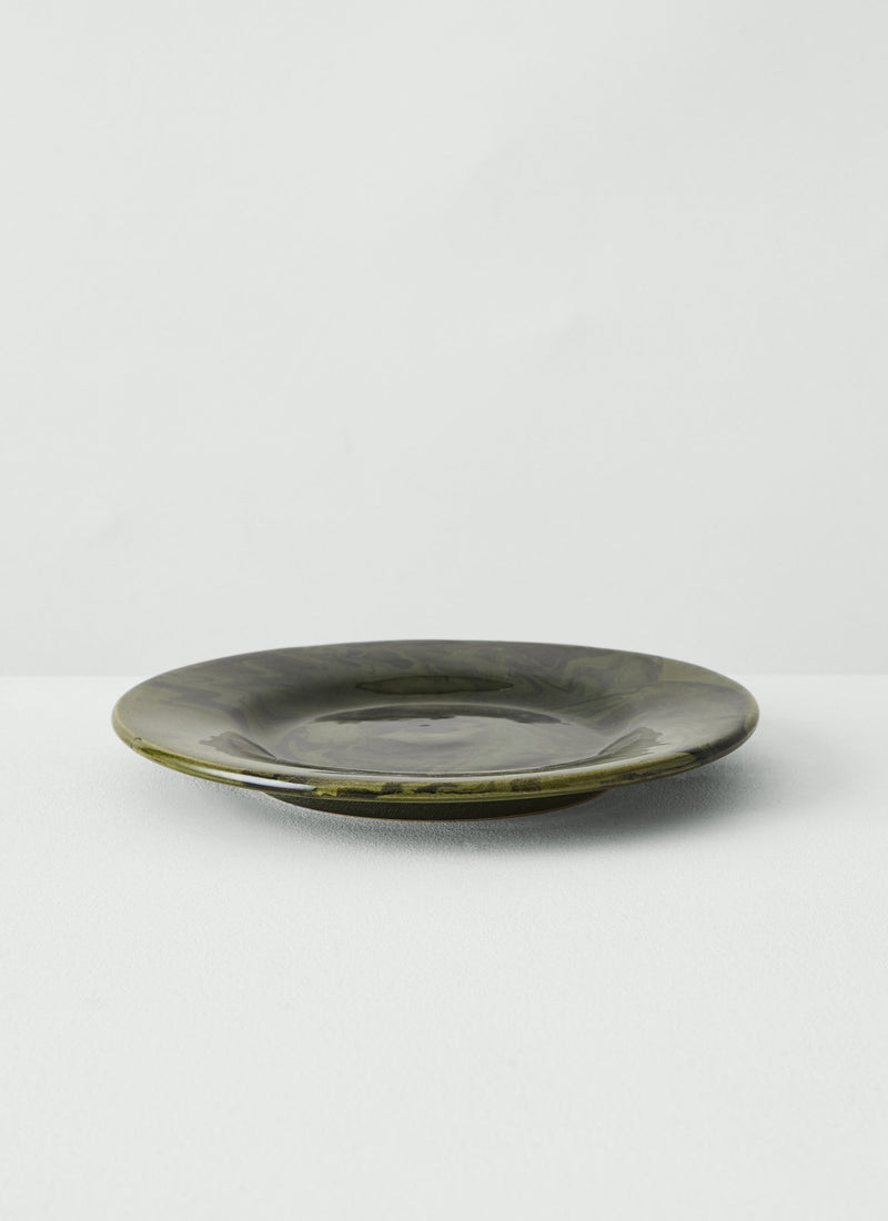 Poterie Barbotine Marbled Plate | Green/ Black