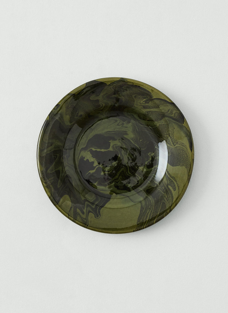 Poterie Barbotine Marbled Plate | Green/ Black