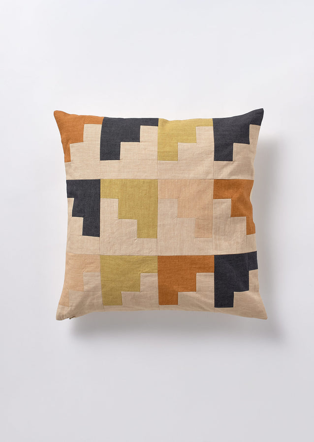 Gala Patchwork Cushion Cover | Alabaster/Pale Bronze