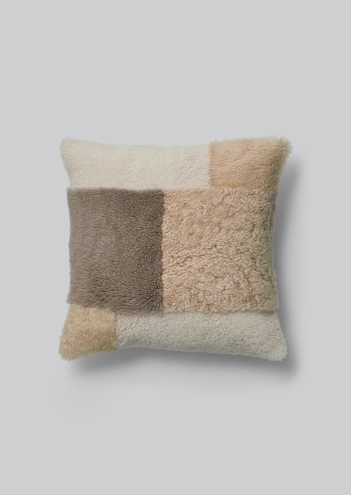 Patched Sheepskin Cushion Cover Ecru Mole TOAST