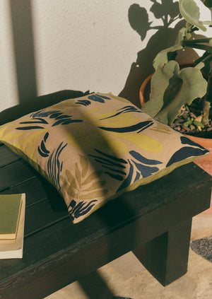 Painterly Floral Linen Cushion Cover | Sherbet/Sage
