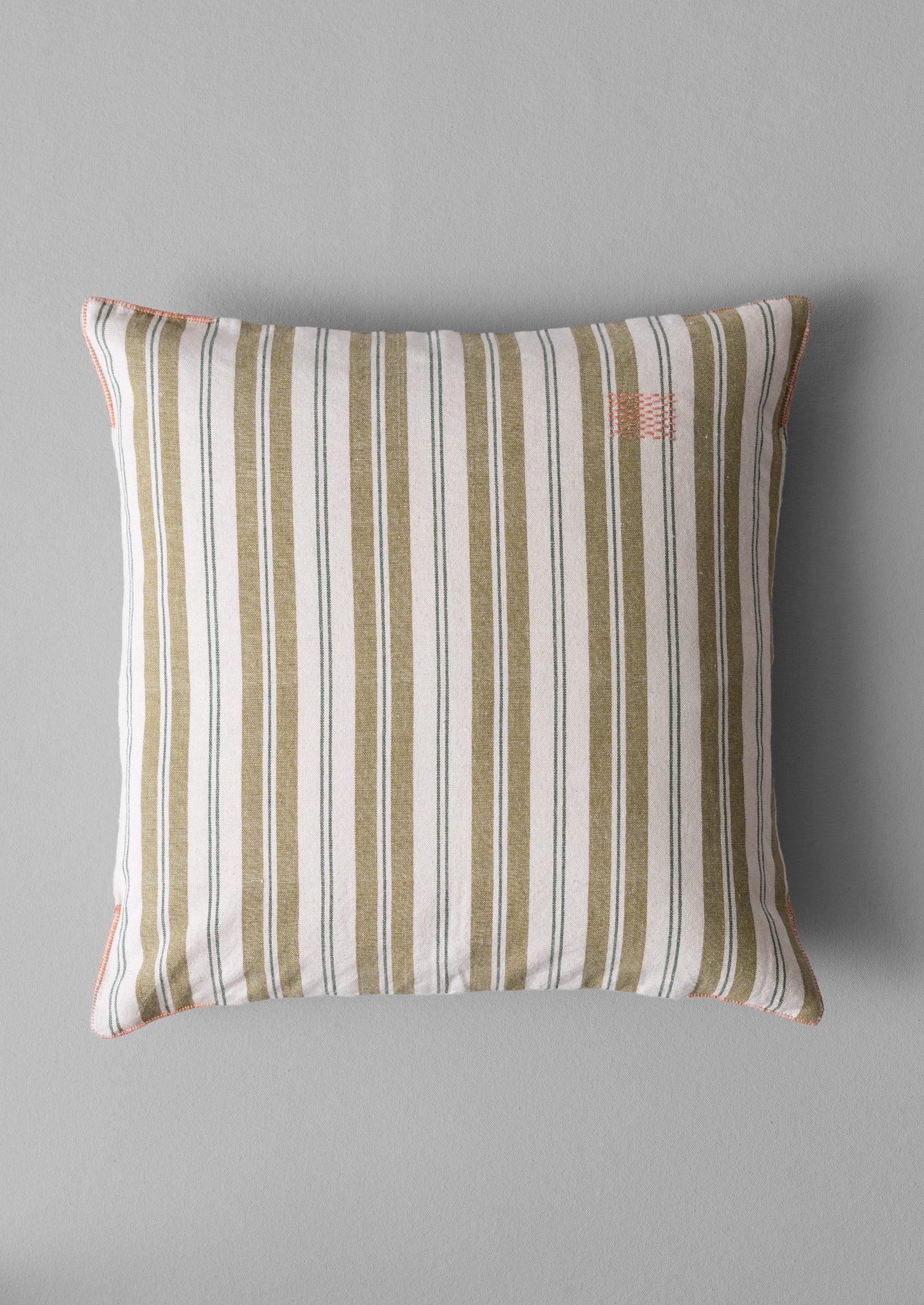 Tove Stripe Cotton Cushion Cover | Wax Green